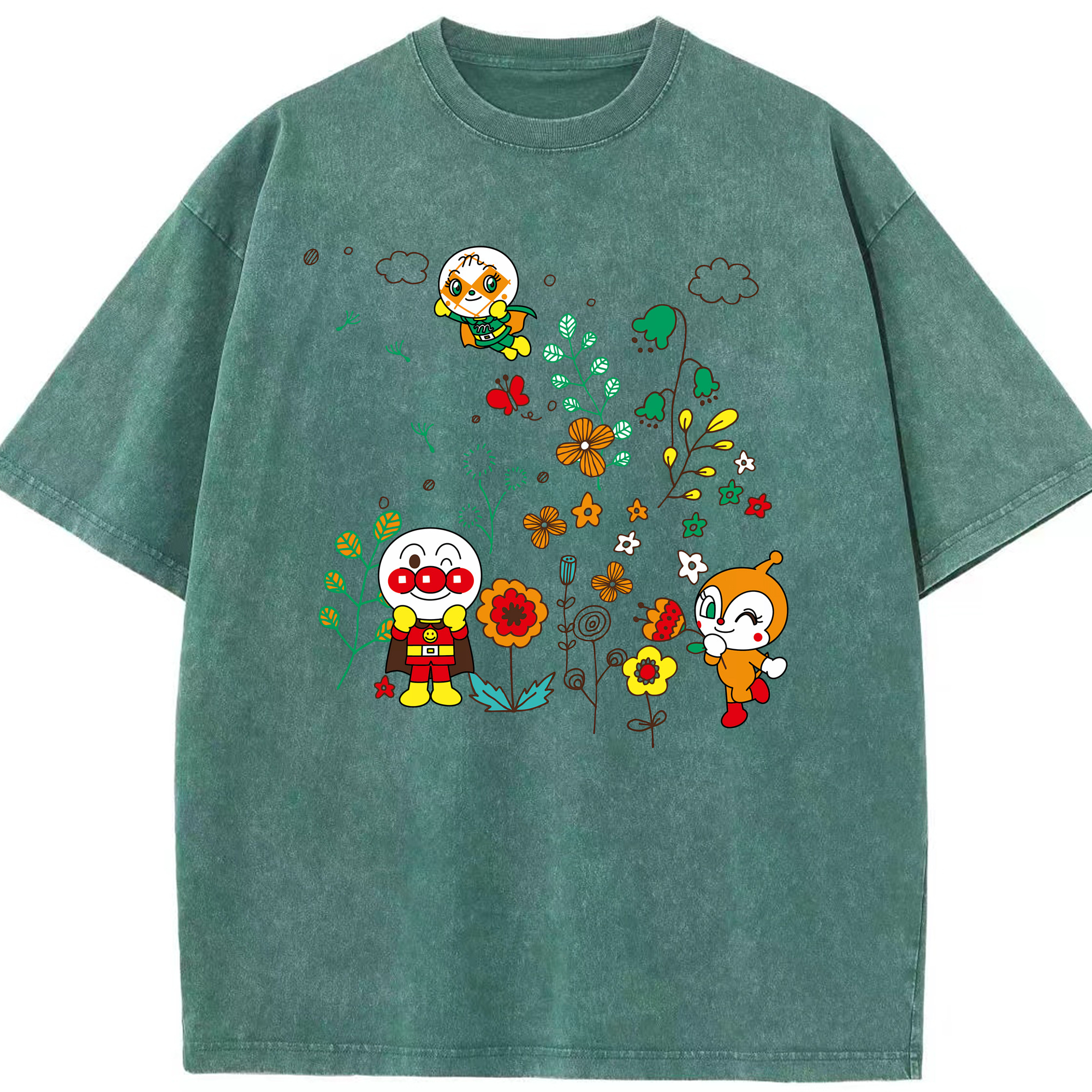（画像用） アンパンマン Anpanman 綿100% ヴィンテージ風 半袖Tシャツ（フロントプリント）